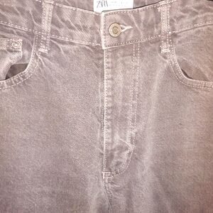 Charcoal Full length trf mid- rise wide leg Jeans By Zara